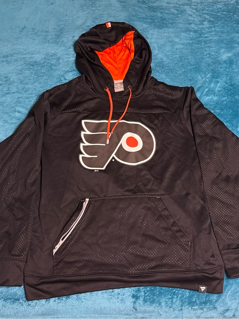 Fanatics Black and Orange Crewneck Hoodie with Team Emblem